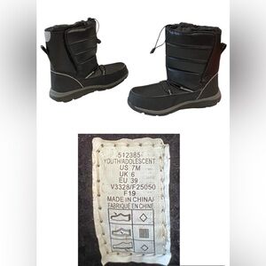 Lands' End Boys Snow Flurry insulated Youth adolescent 7M winter boots in black